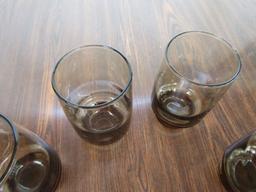 Set Of 4 Smoked Amber Glasses