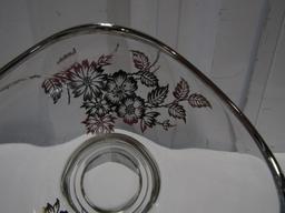 Very Pretty Crystal Candy Dish W/ Sterling Silver Overlay And Trim