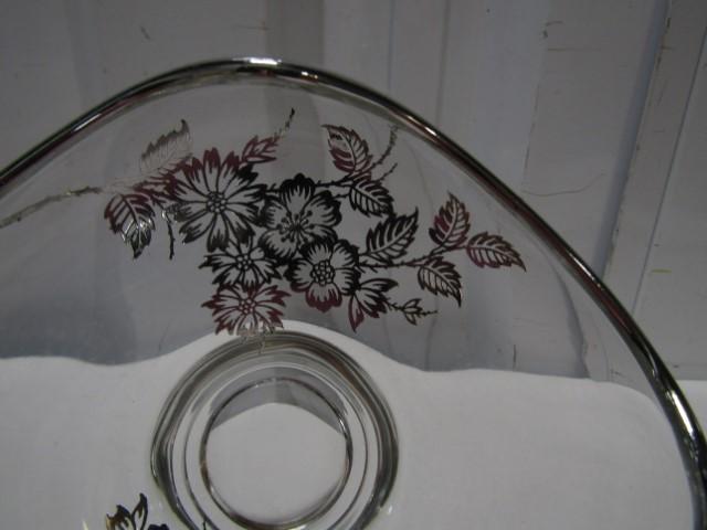 Very Pretty Crystal Candy Dish W/ Sterling Silver Overlay And Trim