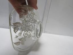 Very Pretty Crystal Candy Dish W/ Sterling Silver Overlay And Trim