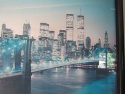 New York City Skyline W/ Twin Towers Print On Cardboard