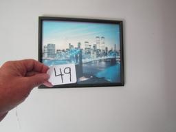 New York City Skyline W/ Twin Towers Print On Cardboard