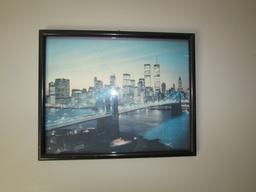 New York City Skyline W/ Twin Towers Print On Cardboard