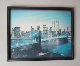New York City Skyline W/ Twin Towers Print On Cardboard