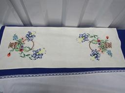 3 Vtg Table Runners W/ Embroidered Designs
