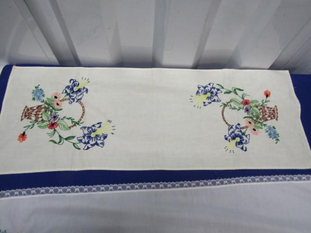 3 Vtg Table Runners W/ Embroidered Designs