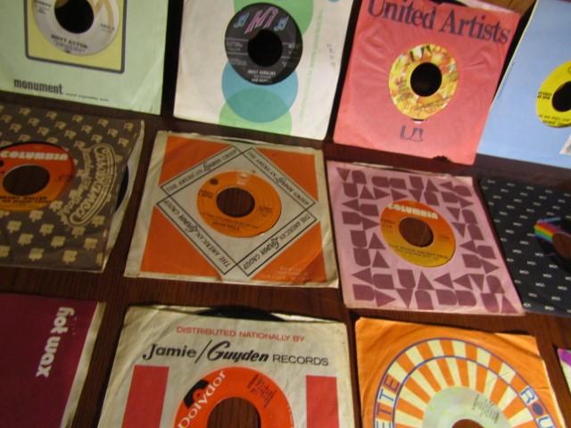Lot Of Twenty 45 R P M Country Vinyl Records W/ Sleeves