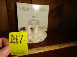 N I B 3 Piece Ceramic Easter Themed Egg Tray Set