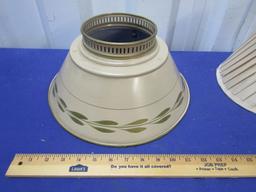 Vtg Metal Tole Style Lamp Shade And A Small Cloth Shade