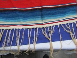Vtg 1940s Mexican Serape Saltillo Blanket