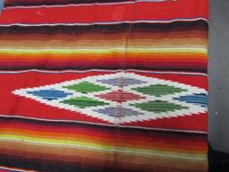 Vtg 1940s Mexican Serape Saltillo Blanket