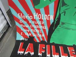Large French La Fille De Dracula Movie Hand Painted Poster On Canvas