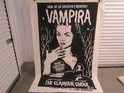 Large Hand Painted On Canvas Movie Poster " Vampira The Glamour Ghoul "