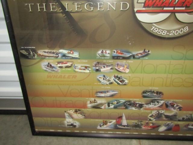 Framed Advertising Boston Whaler 50th Anniversary 1958-2008 Poster  (LOCAL PICK UP ONLY)