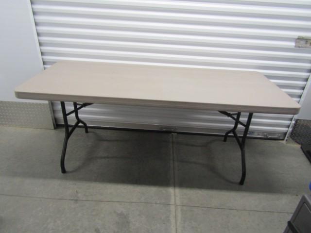 6 Foot Long Folding Table W/ Beige Top (LOCAL PICK UP ONLY)