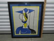 Framed And Double Matted Print " Woman With Hat " By Roy Lichtenstein (LOCAL PICK UP ONLY)