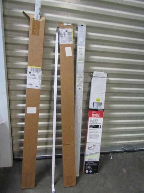 4 Never Used Extendable Curtain Rods And A Never Used Set Of Blinds