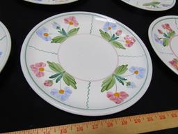 Set of 6 Herend Village Pottery 10 1/2" Dinner Plates, Handcrafted In Hungary