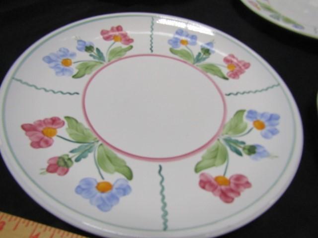 Set of 6 Herend Village Pottery 10 1/2" Dinner Plates, Handcrafted In Hungary