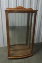 Beautiful Bowed Front Curio Cabinet W/ Mirrored Back And Lighted Top (NO SHIPPING THIS LOT)