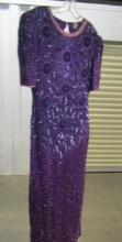 New Ladies 100% Silk Evening Dress W/ Beads And Sequins By Carina