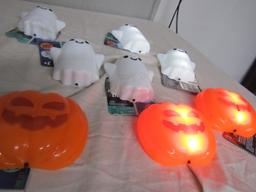 5 Ghosts And 3 Jack O Lantern Window Lights W/ Suction