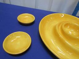 Corsica Appetizer Spiral Platter, 4 Dippng Bowls And A Oil Decanter