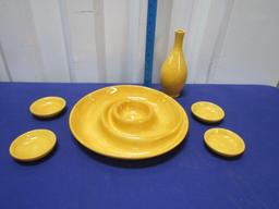 Corsica Appetizer Spiral Platter, 4 Dippng Bowls And A Oil Decanter