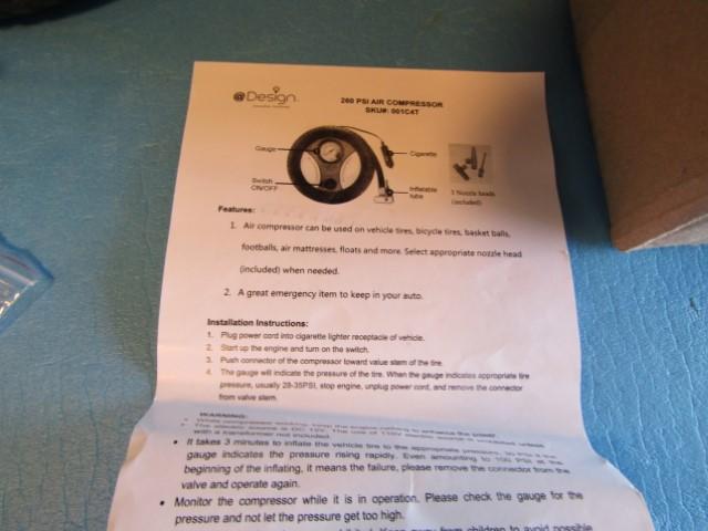 New, Never Used Design 260 P S I Air Compressor