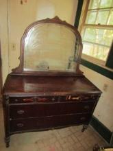 Vtg Mahogany Dresser W/ Mirror