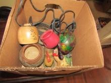 Miscellaneous Lot: Stained Glass Turtle Lamp, Pottery ( Some Signed ) Etc