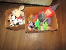 2 Boxes Of Miscellaneous Plush Toys