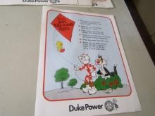 11 Vtg Flyers From Duke Power Featuring Reddy Kilowatt, Tweety Bird And