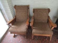 Vtg Solid Wood Matching Chair And Rocking Chair NO SHIPPING