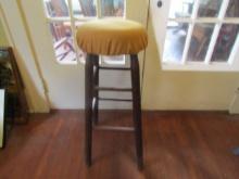 Vtg Solid Wood Bar Stool NO SHIPPING