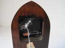 Mahogany Quartz Steple Case Accent Clock Battery Powered & Gilt Trim on Bun Feet