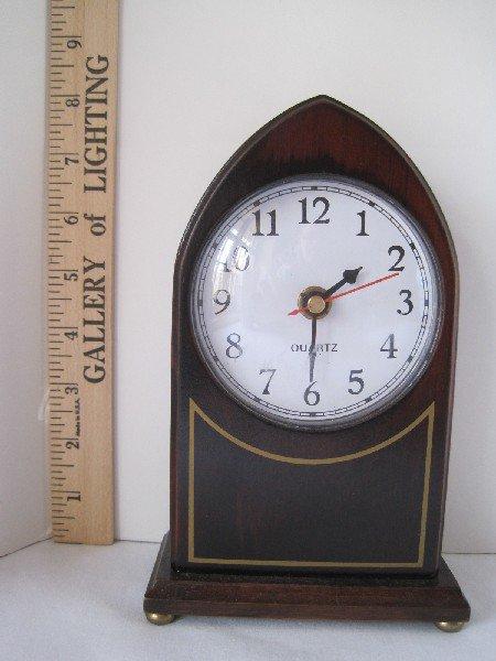 Mahogany Quartz Steple Case Accent Clock Battery Powered & Gilt Trim on Bun Feet