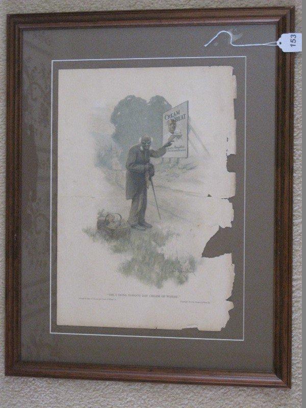 Cream of Wheat Rastus Print "Oh, I Done Forget Dat Cream of Wheat" in Frame/Matted