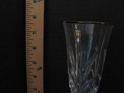 Lot - 8 Crystal Wine Stems w/ Gilt Trim 7 1/4", 4 Crystal Pineapple Pattern Stems 7 7/8"