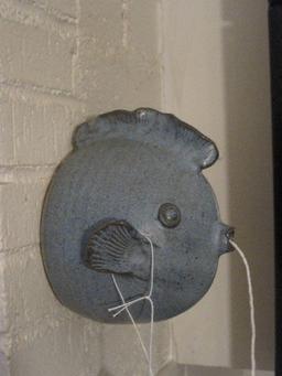 Whimsical Pottery Pufferfish String Holder Wall Mount