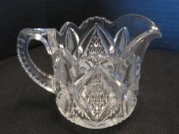 Lot - 2 Blown Cruets w/ Pontil Base, Syrup Pitcher & Creamer/Sugar Bowls