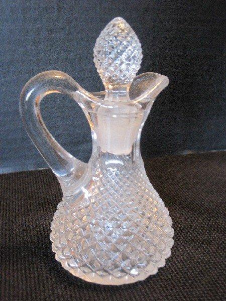 Lot - 2 Blown Cruets w/ Pontil Base, Syrup Pitcher & Creamer/Sugar Bowls