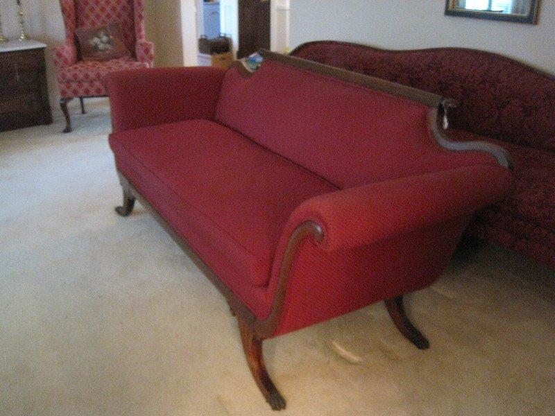 Federal Style Sofa w/ Rolled Arms & Paw Feet Caps