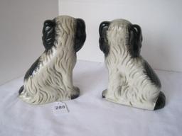Replica Pair - Staffordshire Dog Figures Semi-Porcelain Craquelure Finish