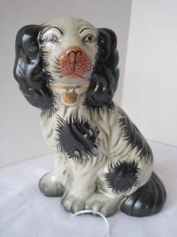 Replica Pair - Staffordshire Dog Figures Semi-Porcelain Craquelure Finish