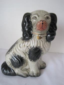 Replica Pair - Staffordshire Dog Figures Semi-Porcelain Craquelure Finish