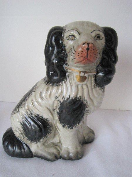 Replica Pair - Staffordshire Dog Figures Semi-Porcelain Craquelure Finish
