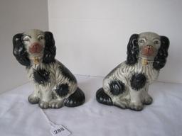Replica Pair - Staffordshire Dog Figures Semi-Porcelain Craquelure Finish