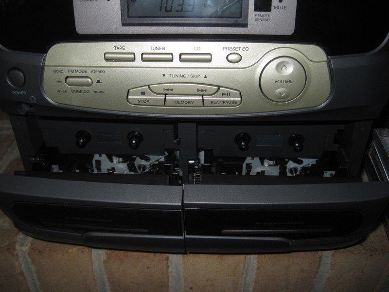 Lot - Emerson 3 CD Drawer Load Shelf Stereo System w/ Remote Control Dual Cassette