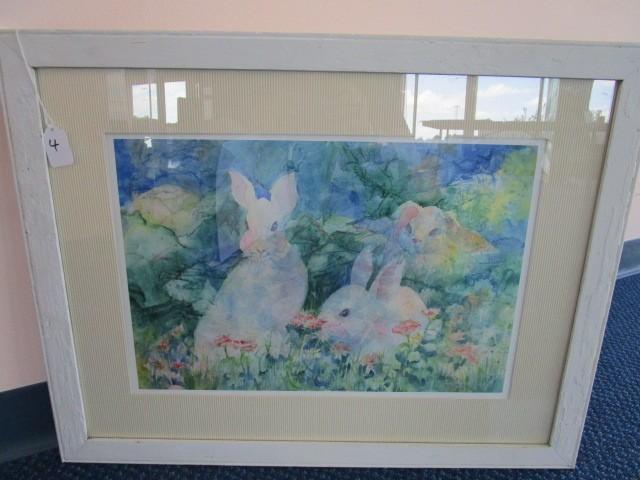 "Bunnies Three" Framed Ziclee by Lucy Weigle